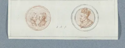 Voor- en achterzijde van een penning met portretten van de dauphins Frans en Maria van Schotland en van Karel IX, koning van Frankrijk