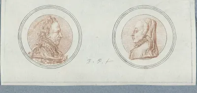 Voor- en achterzijde van een penning met portretten van Hendrik III en Catharina de' Medici