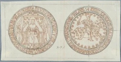 Voor- en achterzijde van een penning op de veroveringen van Hertog Karel van Normandië