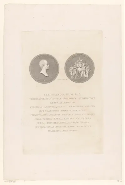 Voor- en achterzijde van munt met portret van Ferdinand III Jozef Jan-Baptist, groothertog van Toscane