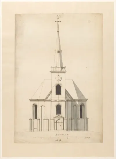 Vooraanzicht van een kerk