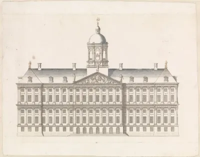 Vooraanzicht van het Stadhuis te Amsterdam