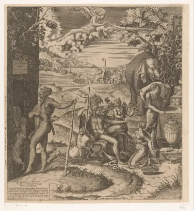 Voorbereidingen voor het huwelijksfeest van Amor en Psyche (linkerdeel)