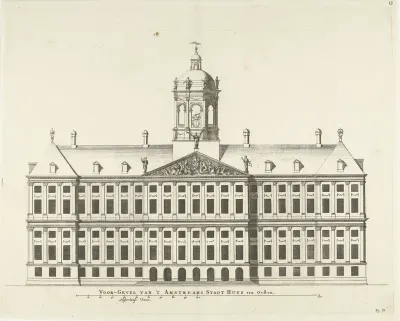 Voorgevel (oostzijde) van het Stadhuis op de Dam