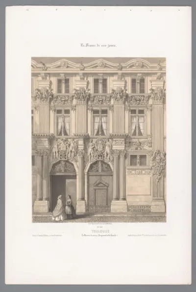 Voorgevel van een stenen huis te Toulouse