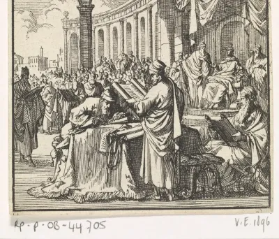 Voorlezing van de vertaling der wet aan koning Ptolomaeus Philadelphus