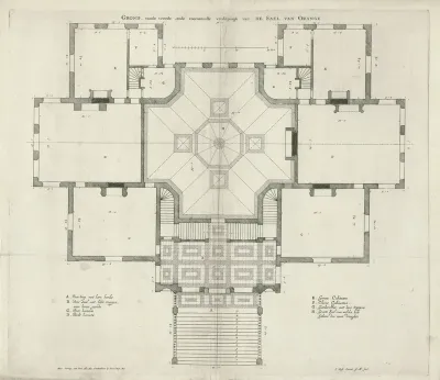 Voornaamste verdieping met de Oranjezaal van Paleis Huis ten Bosch