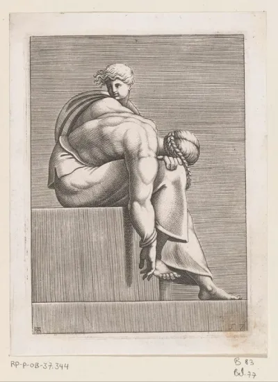 Voorover leunende vrouw met een kind
