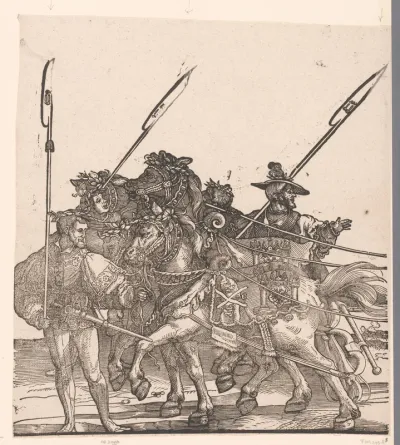 Voorste paarden van de stoet