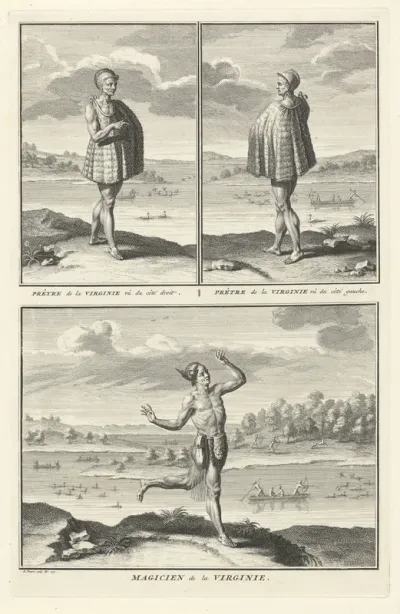 Voorstellingen van een priester en een sjamaan of medicijnman uit Virginia