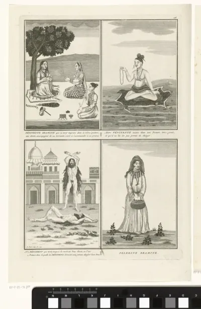 Voorstellingen van Indiase asceten die boete doen