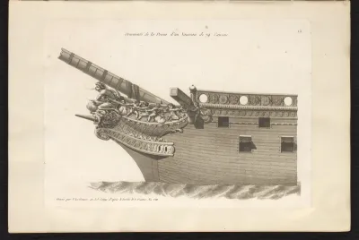 Voorsteven en boegbeeld van een zeilschip