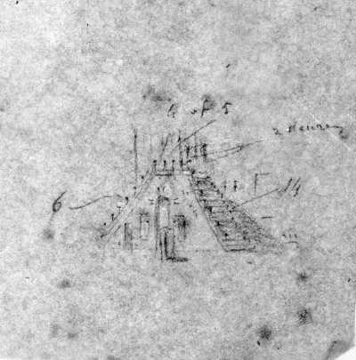 Voortekening van een schilderij, voorstellende de trappen van het Waaggebouw