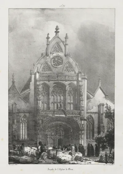 Voyages pittoresques et romantiques dans l'ancienne France,  Franche-Comté:  Façade de l'église de Brou