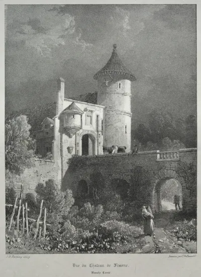 Voyages pittoresques et romantiques dans l'ancienne France.  Franche-Comté:  Vue du Château de Frasne