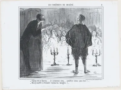 Voyons Mr. le Baron...je n'entends rien...soufflez donc plus fort!..., from Les Comédiens de Société, published in "Le Charivari"