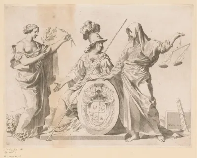 Vrede, Minerva en Justitia bij het wapen van Gallard en Mesmes