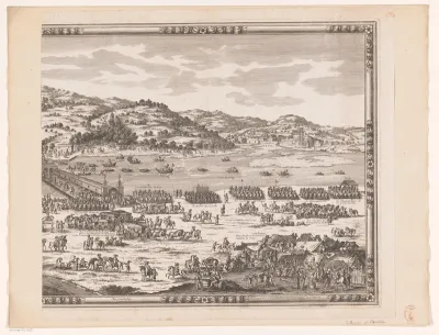 Vredesconferentie op Île des Faisans met de koningen Lodewijk XIV en Filips IV (rechter deel)