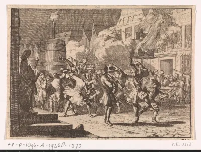 Vreugde in Parijs naar aanleiding van het valse bericht van de dood van Willem III bij de slag aan de Boyne, 1690