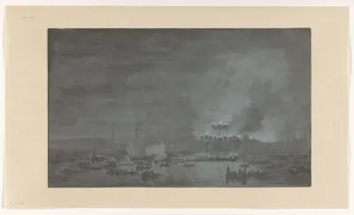 Vreugdevuren op de algemene Dankdag wegens de Vrede van Rijswijk, 1697