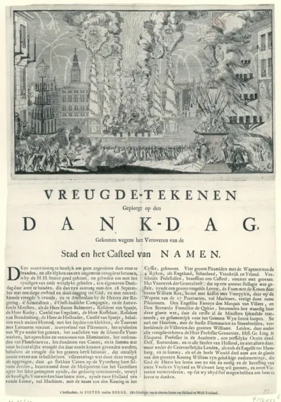 Vreugdevuren te Den Haag na de verovering van Namen, 1695