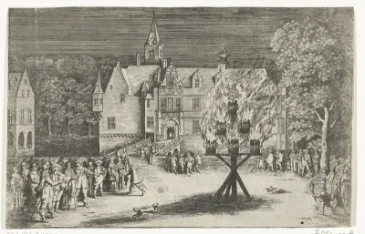 Vreugdevuur bij het bezoek van prinses Maria Henrietta met prins Willem III aan Breda, 1653