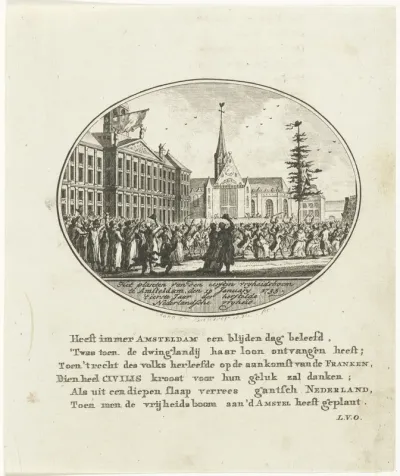 Vrijheidsboom op de Dam te Amsterdam, 19 januari 1795