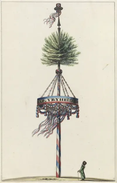 Vrijheidsboom op het Koningsplein, 1795