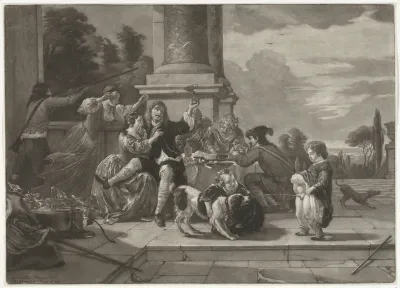 Vrolijk gezelschap op een terras