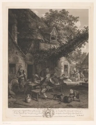 Vrolijke boeren bij een herberg