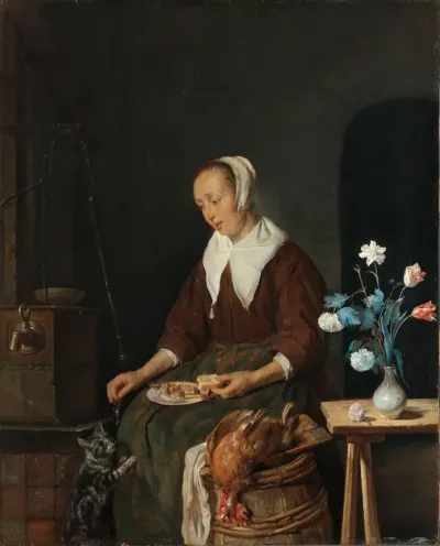 Vrouw aan de maaltijd, bekend als ‘Het ontbijt van de kat’