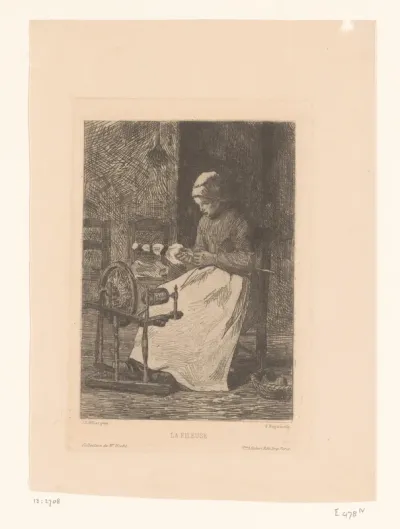 Vrouw aan een spinnewiel