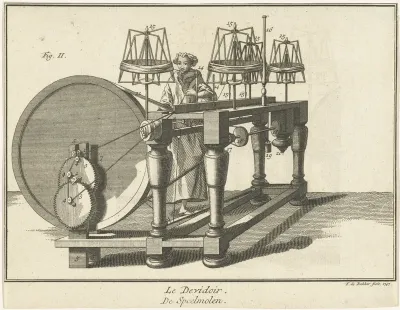 Vrouw aan een spoelmolen
