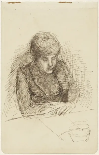 Vrouw aan een tafel