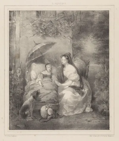 Vrouw aan het bed van een kind