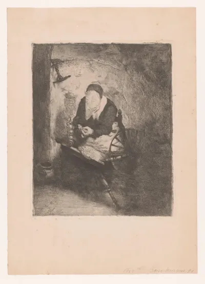 Vrouw aan het spinnewiel