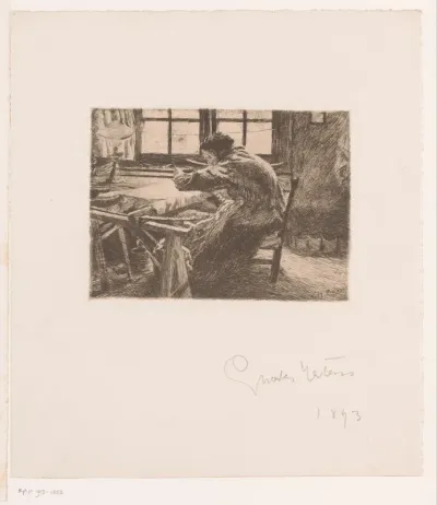 Vrouw aan het werk in een atelier