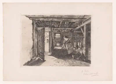 Vrouw aan het werk in een stal