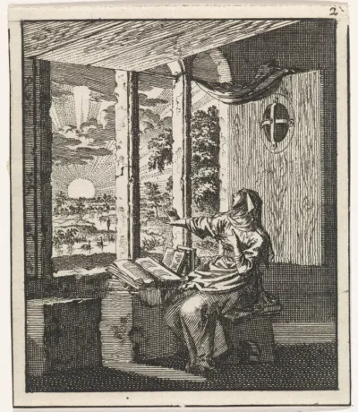 Vrouw aanschouwt de zonsopgang