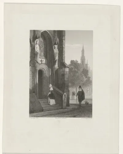 Vrouw betreedt een kerk