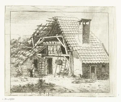 Vrouw bezig met de was voor een boerderij