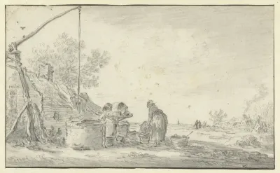 Vrouw bij een waterput