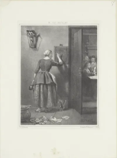 Vrouw bij krijtbord