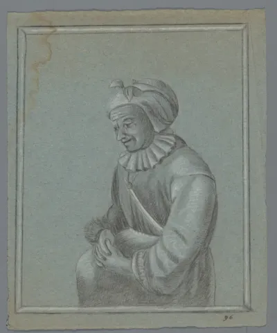 Vrouw, de handen in de schoot gevouwen