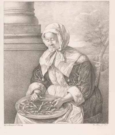 Vrouw die bonen snijdt
