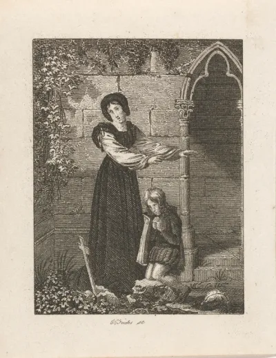 Vrouw en kind bij graf
