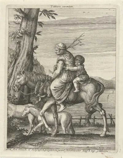 Vrouw en kind te paard