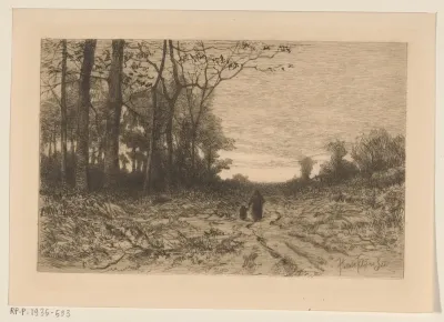 Vrouw en kind wandelend op een bospad