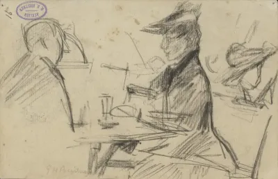 Vrouw en man aan een tafel in een café