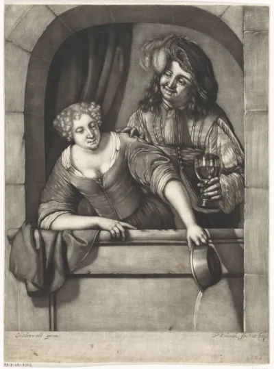 Vrouw en man in een venster